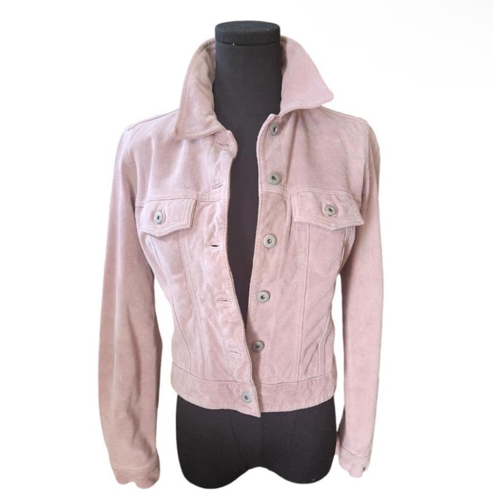 GAP Dusty Pink Suede Button-Front Jacket